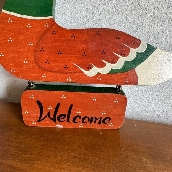 Wooden Duck Welcome Sign, 80s/90s Cottage Decor - Picture 4 of 7